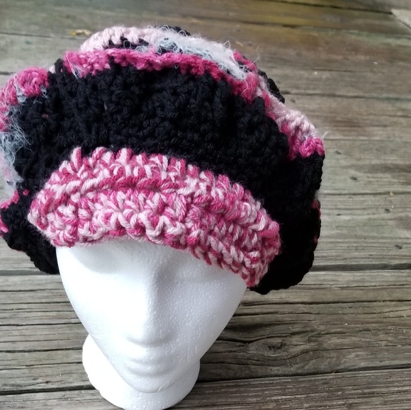 Rose Abstract Crochet Hat Shabby Chic Handmade - Picture 5 of 5